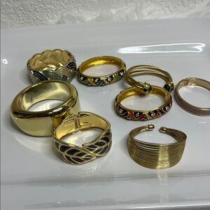 Bundle of Gold tone Costume Bangle Bracelets